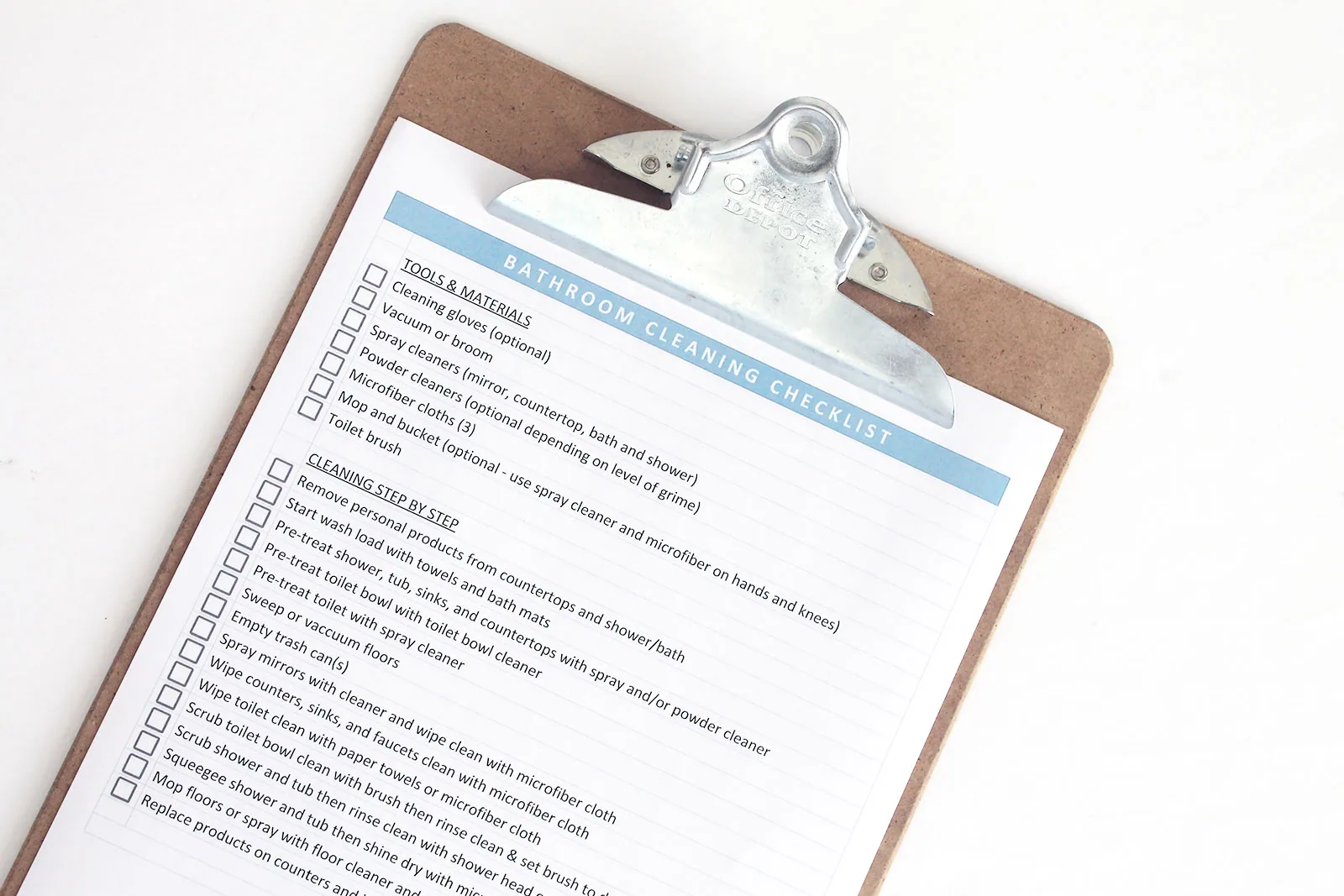 Cleaning Checklist